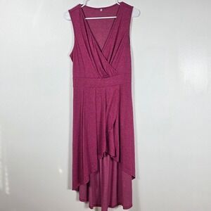 Halara High Low Dress Maxi Soft girl‎ V-Neck Pleated Jersey Knit Dress Large